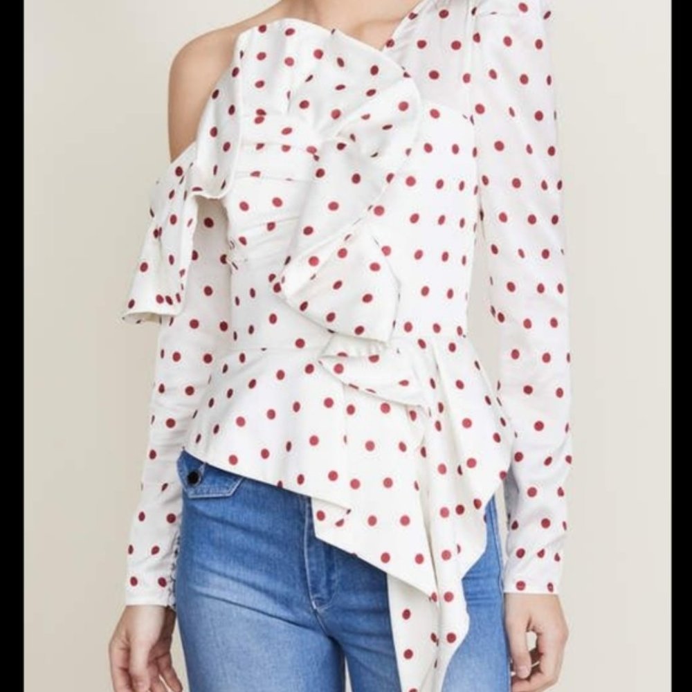 Self Portrait Satin Frill Top